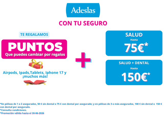 Acumula puntos y obtén un reembolso al contratar tu seguro de salud senior con Adeslas